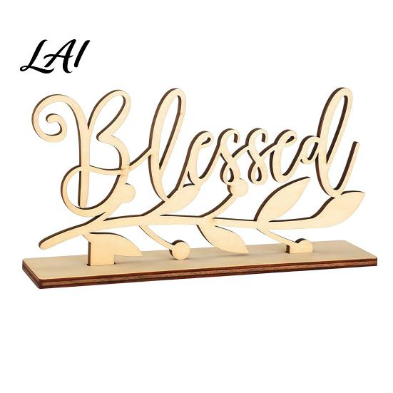 Thanksgiving Table Centerpiece Grateful Blessed Wood Cutout Signs Plate Decor Autumn Festive Home Ornaments Rustic Fall Ornament for Dining