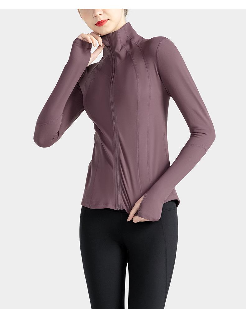 2023 Spring/Autumn Slim Fit Yoga Jacket: Long Sleeve, Stand Collar, Zip-Up for Running & Training