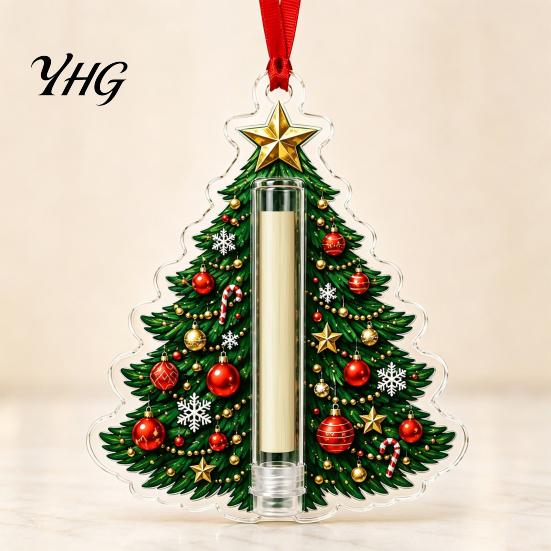Clear Money Holder Capsule Christmas Cash Gift Ornament, Acrylic Holder, Funny Xmas Tree/Bow/Santa/Bell Shaped Hanging Decoration for Tree,