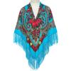 Polyester Russian Square Scarf Tassel Trim Floral Print Scarf Tassel Shawls  Outdoor Activities
