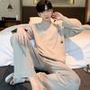 Pajamas Spring and Autumn Men's New Long Sleeve Outable Home Clothes Simple and Casual Large Set