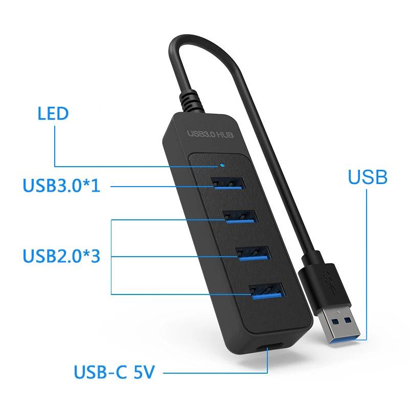 USB 30 Type C Хаб 20 Адаптер питания 4 Порта Мульти Разветвитель Расширитель Высокоскоростной Для Компьютерных Аксессуаров Несколько USB Хабов