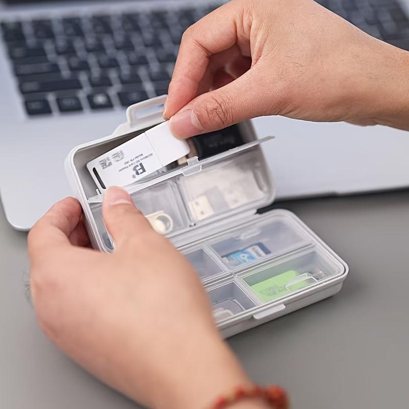 Органайзер-коробка для USB-накопителей с отделениями и крышками для поддержания порядка, подходит для хранения канцелярских принадлежностей, stationery и ювелирных изделий в поездках