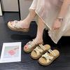 Cool Slippers Girl 2025 Summer New with Skirt Fairy Wind Pearl Thick Bottom Cross One Word Fashion Slippers