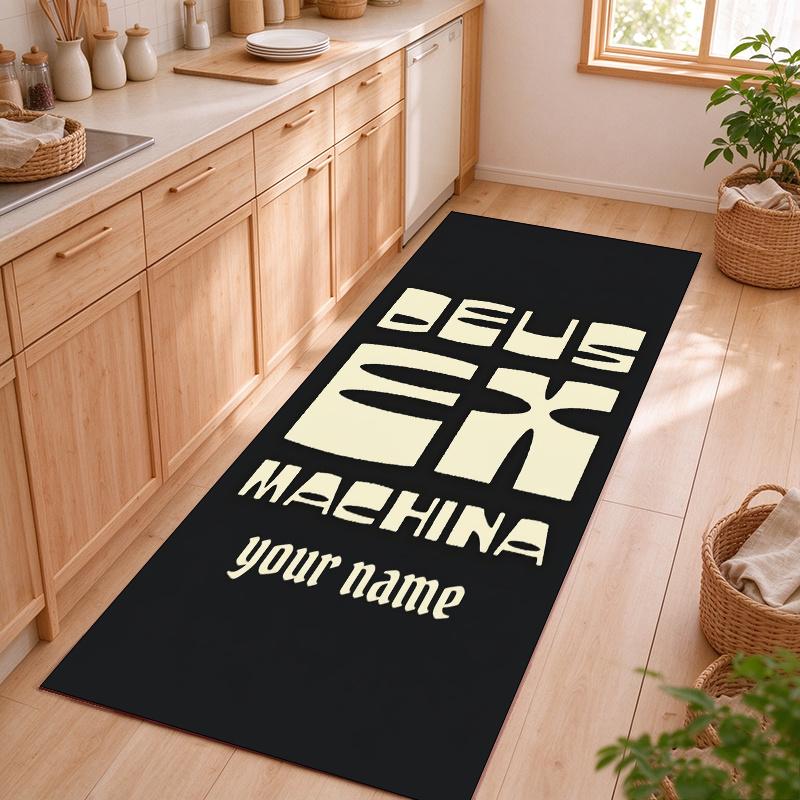 Deus Ex Machina Brand Customizable name kitchen floor mat easy to clean and wipe down Suitable for kitchens living rooms and entryways—a perfec