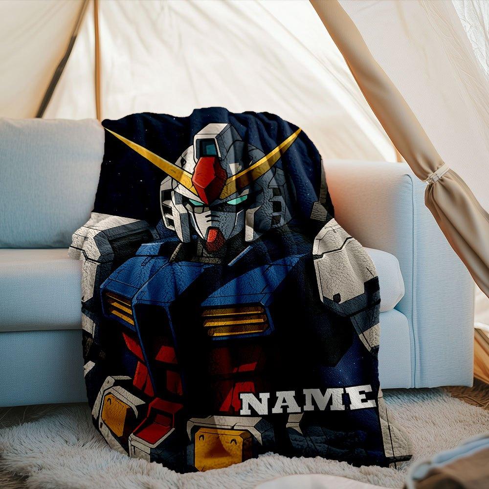 Gundam Outdoor Customize Your Name Blanket Soft Lightweight And Versatile For All Seasons Perfect For Travel Camping Picnics Sofa Office Bed Living