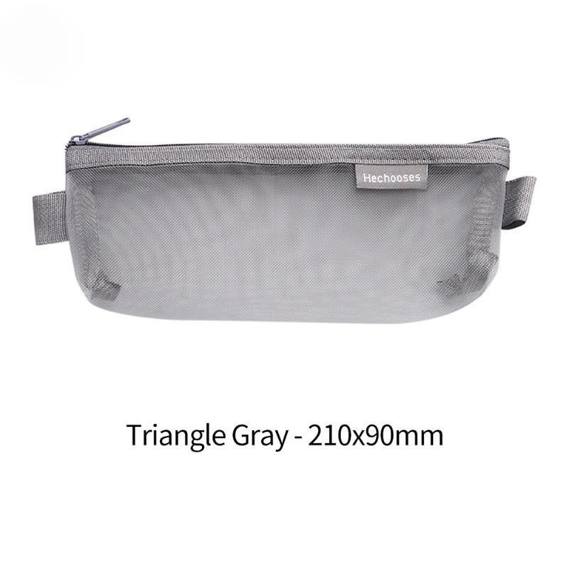 1 PCS Creative Mesh Transparent Cute Square Oval Portable Pen Pencil Pouch Bag School Office Supply Stationery Case Storage Bag
