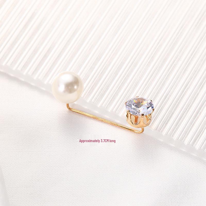 Брошь-булавка с имитацией жемчуга и стразами для подчеркивания талии, Защитная булавка от открывания, Прямая вставляемая булавка.