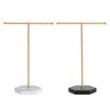 T-shaped Jewelry Shelf with Marble Base Minimalist Display Tower Metal for Bangles Necklaces Bracelets Rings Bag