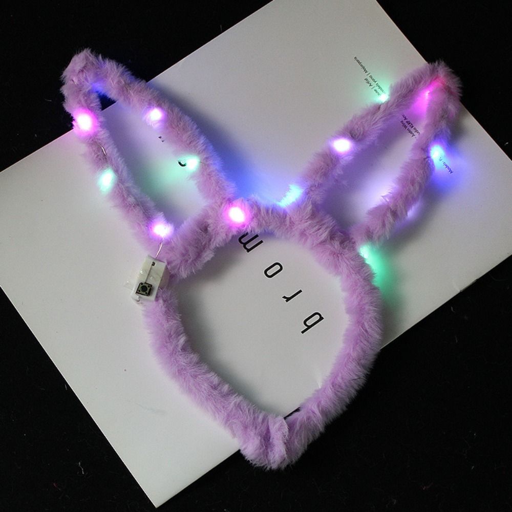 LED Lights Rabbit Ears Glow Hair Band Luminous LED Lights Headband Plush Hair Hoop Children