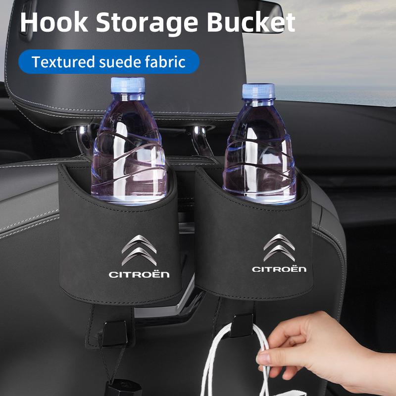 Car Fur Seat Back Water Cup Holder With Hook Drink Rack Storage Pocket For Citroen C4 C3 C5 C1 C2 Berlingo Celysee Cactus