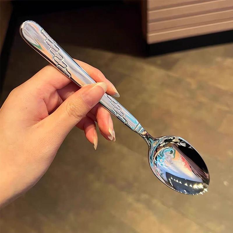 Круглая ложка из нержавеющей стали, сетка, красная, золотистая, для ужина, с длинной ручкой, десертные ложки для перемешивания, кухонные аксессуары, гаджеты