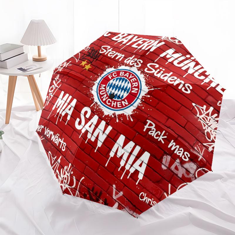 Printed FC Bayern München logo Printed Folding Umbrella,Outdoor,Leisure,And Travel Umbrella,Durable Umbrella Fabric,Birthday And Holiday Gift