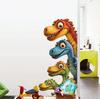 Мультяшный Динозавр Наклейка на Дверь 3D Животные Декор Самоклеящаяся для Детской Комнаты Креативное Настенное Украшение