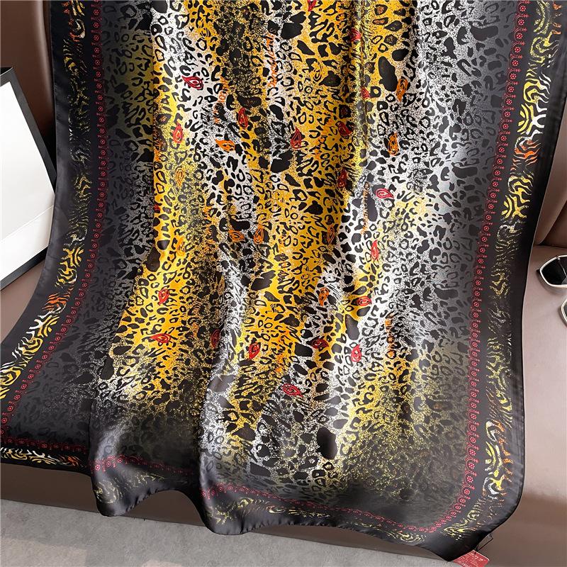 New Simple and Versatile Geometric Fashion Scarf Women's Thin Simulated Silk Shawl Sunscreen Long Large Size Silk