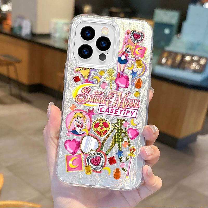 Милый Чехол-Градієнт для Телефона Sailor Moons Аніме для iPhone 16 15 14 13 12 11 8 7 6 Pro Max Plus XS XR Жесткие Ударопрочные Задние Крышки