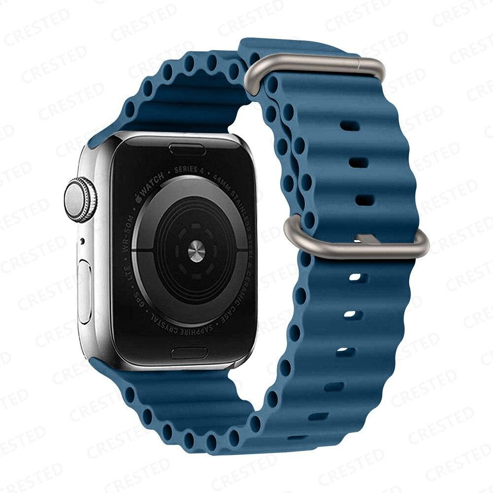 Ремешок Ocean для Apple Watch Band Ultra 49 мм, 44 мм, 40 мм, 45 мм, 41 мм, 42 мм, 38 мм, 40, 44, 45 мм, силиконовый браслет iWatch Ultra series 7 6 5 4 3 2 1 se 8