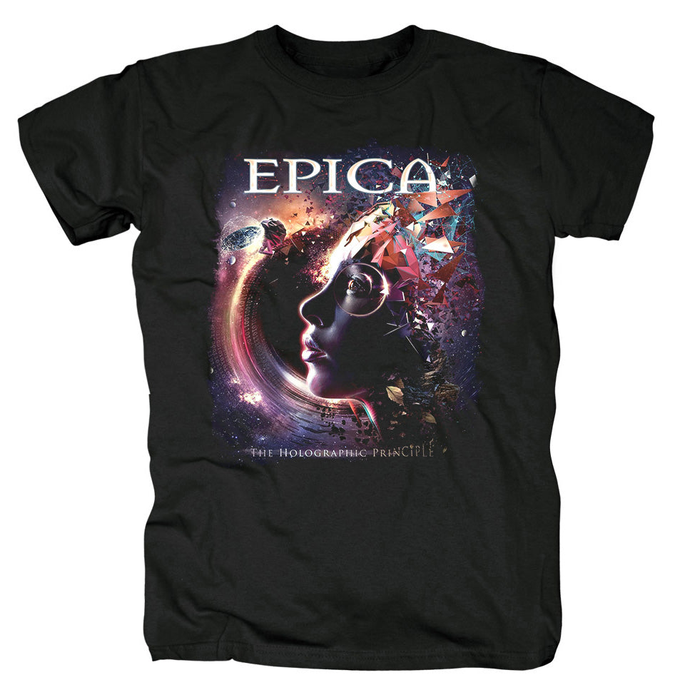 Футболка с принтом группы Epica THE QUANTUM ENIGMA Хлопковая графическая футболка Унисекс Женская Летняя уличная одежда Топ