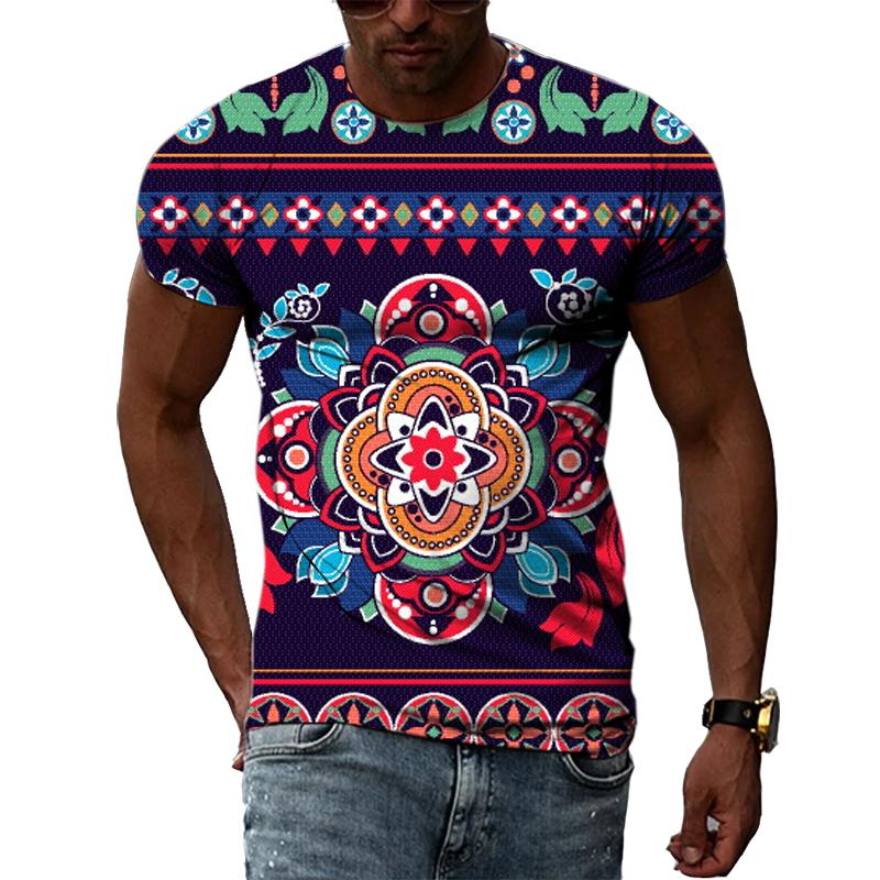 Летняя модная национальная характеристика 3D-печать графика личность хип-хоп культура мужчины круглый вырез короткий рукав футболка