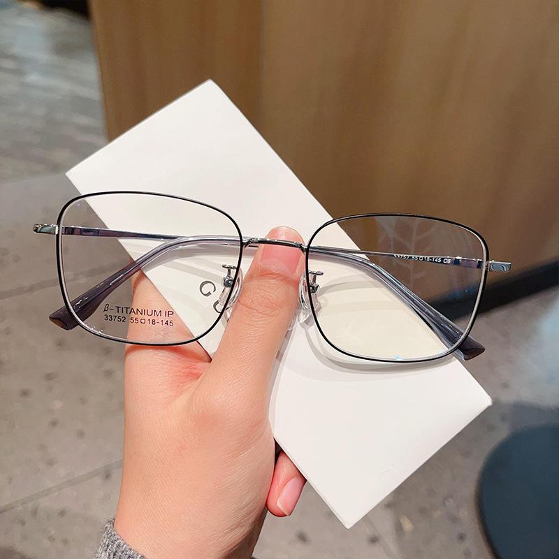 Металлическая ретро-полигональная большая оправа для очков для мужчин с повседневными большими лицами может быть оснащена оправами для очков по рецепту