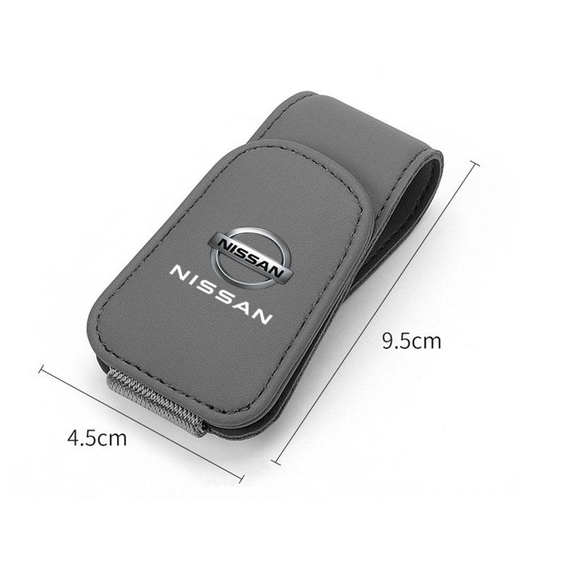 CIZQOI1 Car Sunglasses Holder Magnetic Leather Clip Card Holder For Nissan sentra Serena maxima Versa Micra rogue tiida x-trail NV200