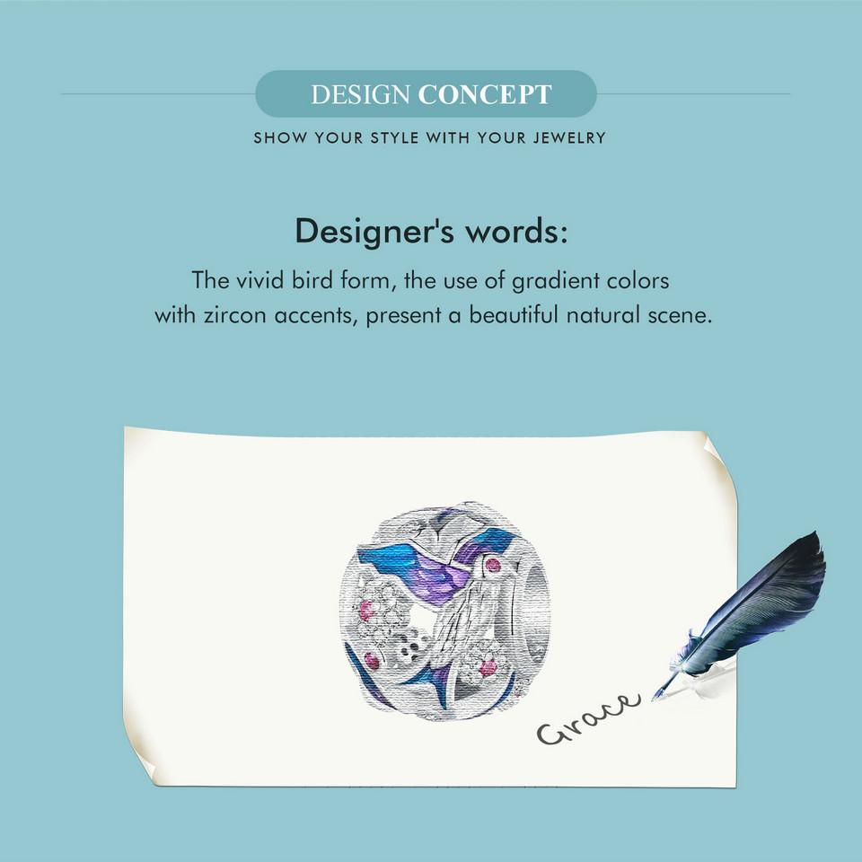 WOSTU Стерлингового серебра 925 пробы, зимородок, очаровательные бусины цвета радуги, подходят для оригинального браслета, ожерелье, сделай сам, изготовление ювелирных изделий, подарок