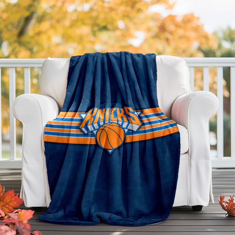 1pc New York Knicks Theme Blanket - Digital Print, Polyester, Cozy for All Seasons, Perfect for Outdoor, and Travel