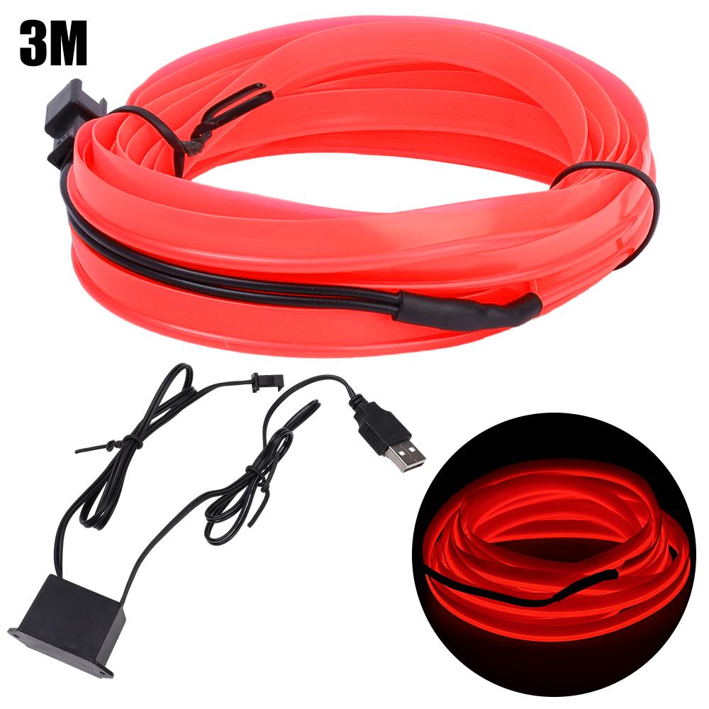 Полоска окружающего света для салона автомобиля, оптоволоконная атмосфера, неоновые светодиодные фонари, USB-вечеринка, декоративные лампы, полоска, авто, DIY, окружающий свет