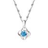 Ожерелье женское Four Leaf Grass Ocean Heart Blue Zircon Clavicle Chain с улучшенным чувством и универсальным новым стилем