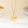 Stainless Steel Hollow Flower Pendant Necklace for Women Minimalist Gold Color Flower Necklace Charms Wedding Party Jewelry