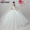 Pure White Doll Dress For Barbie Doll Clothes Vestidoes Long Tail Evening Gown Clothes Wedding Dress +Veil 1:6 Doll Accessories