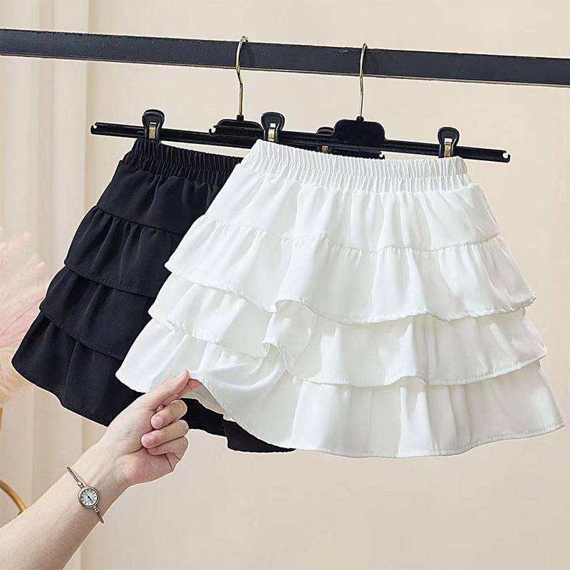 Юбки-торты с оборками для девочек, 2 цвета, 120-160, детская юбка с высокой талией, милая, милая, корейская, нежная, кавайная, А-силуэт