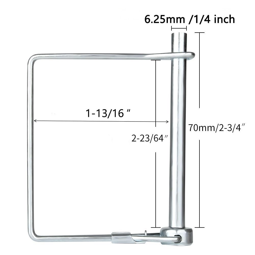 Square Pto Pin Shaft Locking Pin 1/4 Pin Hitch Pin Wire Lock Pin Safety Coupler Pin 1/4" X 2-3/4"For PTO,Farm,Lawn,Hitches,And Garden,10 PCS
