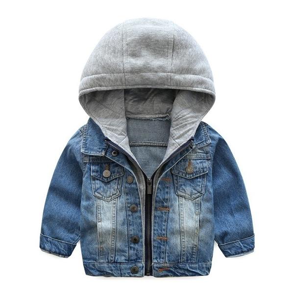 Детская одежда для мальчиков, мягкая джинсовая куртка с капюшоном, модная верхняя одежда