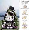 1pc Cartoon Spooky Hello Kitty Blanket, Cartoon Throw for Home Decor, Gift Idea, All Seasons Use, Cozy Bedding Cover, Room Decoration, Living Room, Tr