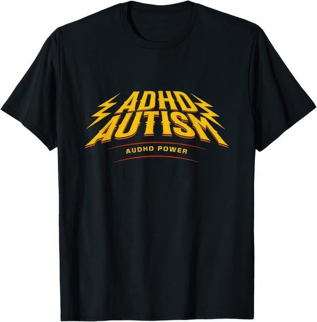 AUDHD Power Autism ADHD Awareness Lightning Bolts Streetwear T Shirt
