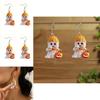 Halloween Themed Cartoon Ghost Milk Tea Pumpkin Pattern Women Acrylic Earrings For Casual Wear