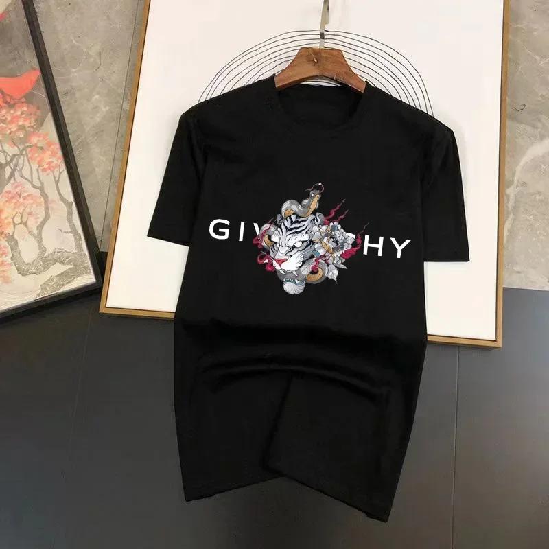 2024 100% Cotton Luxury Brand Letter Printing T-shirt Black Summer Short Sleeve Tee Men's/Women's Fashion Round Neck Top Tshirt