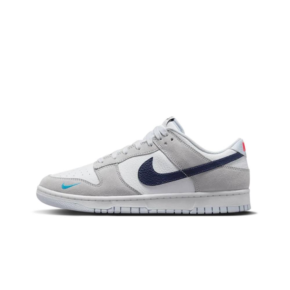 Nike Dunk Low White Grey Navy Aqua Mini Swoosh