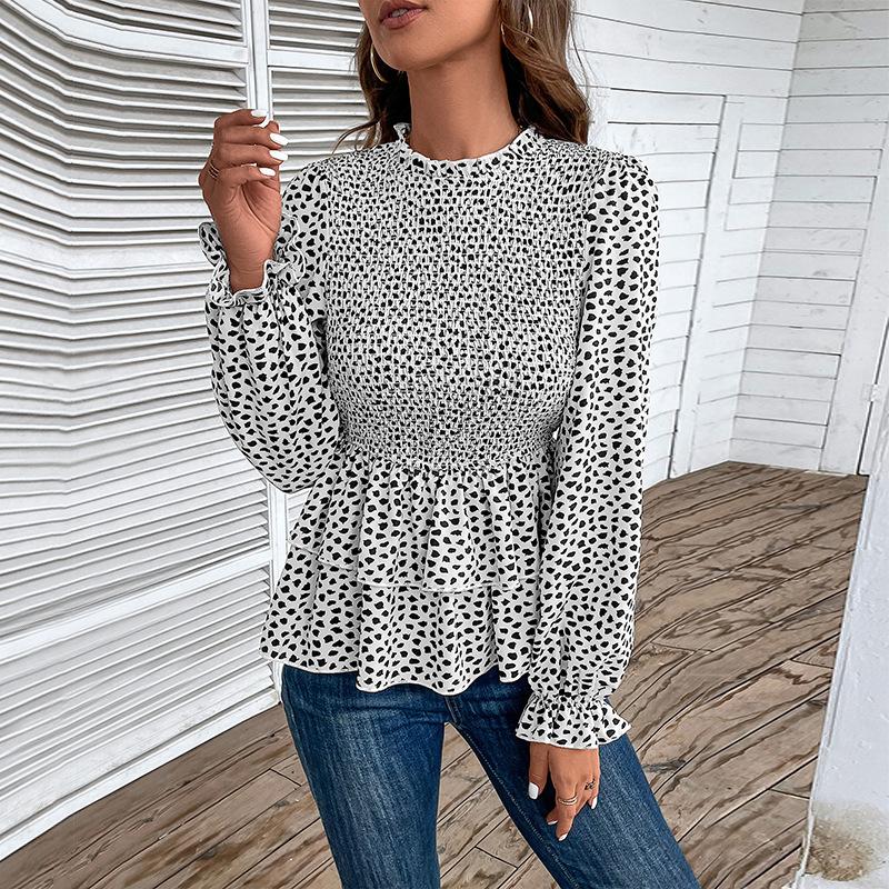 Женские модные повседневные весенне-осенние блузки и рубашки с длинными рукавами с леопардовым принтом