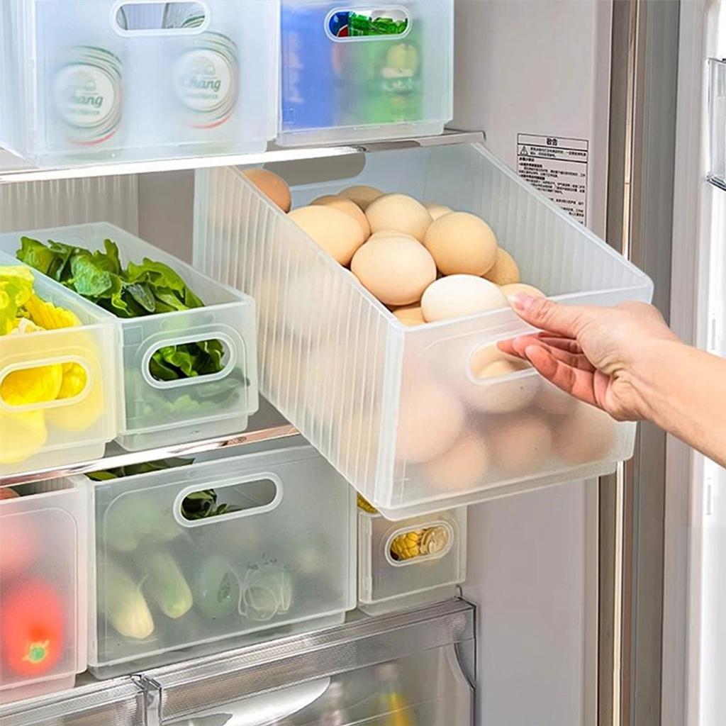 Fridge Folding Food Storage Box With Handle Large Capacity Egg Box Fruit Vegetable Storage Container Kitchen Organizer