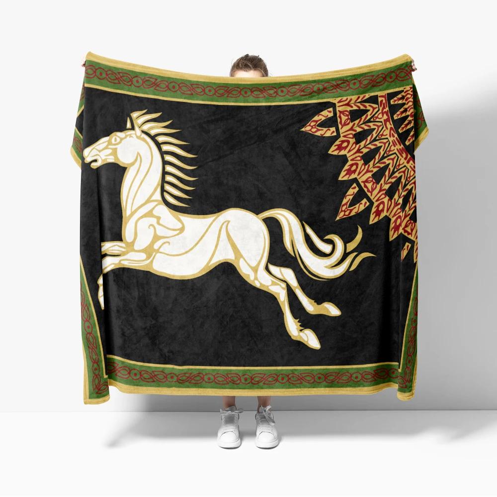 Фланелевое покрывало Lord Ring Horse Tree для декора дивана, кровати. Идеально для вечеров кино с милым дизайном