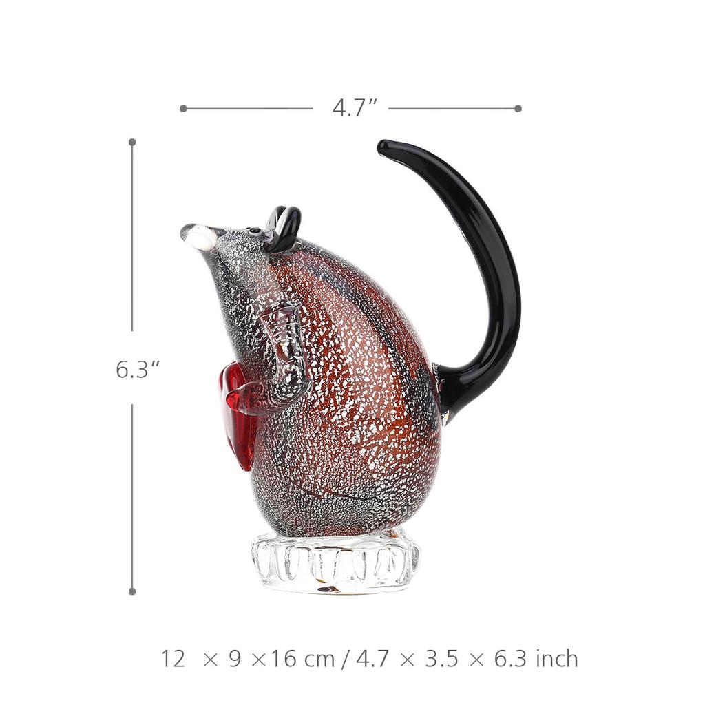 Tooarts Стеклянная скульптура мыши, стеклянный орнамент ручной работы, скульптура животного, домашний декор, подарок, ремесло