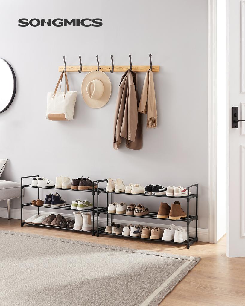 3-Tier Shoe Rack, Set of 2 Shoe Rack, for 12-15 Pairs of Shoes per Unit, Stackable, 30 x 92 x 54 cm
