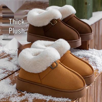 Женские хлопковые тапочки на толстой подошве: Бархатная подкладка, Готовы к зиме, Теплые, Подходят для улицы сноубутсы