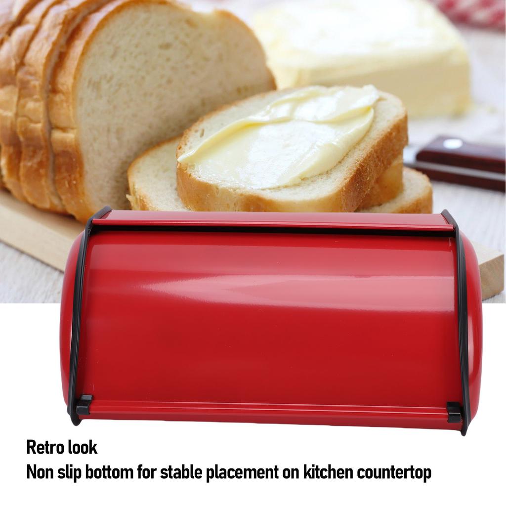 Metal Bread Holder Roll Top Bread Box Iron Vintage Roll Top Bread Storage Container Food Organizer Bin for Kitchen Countertop
