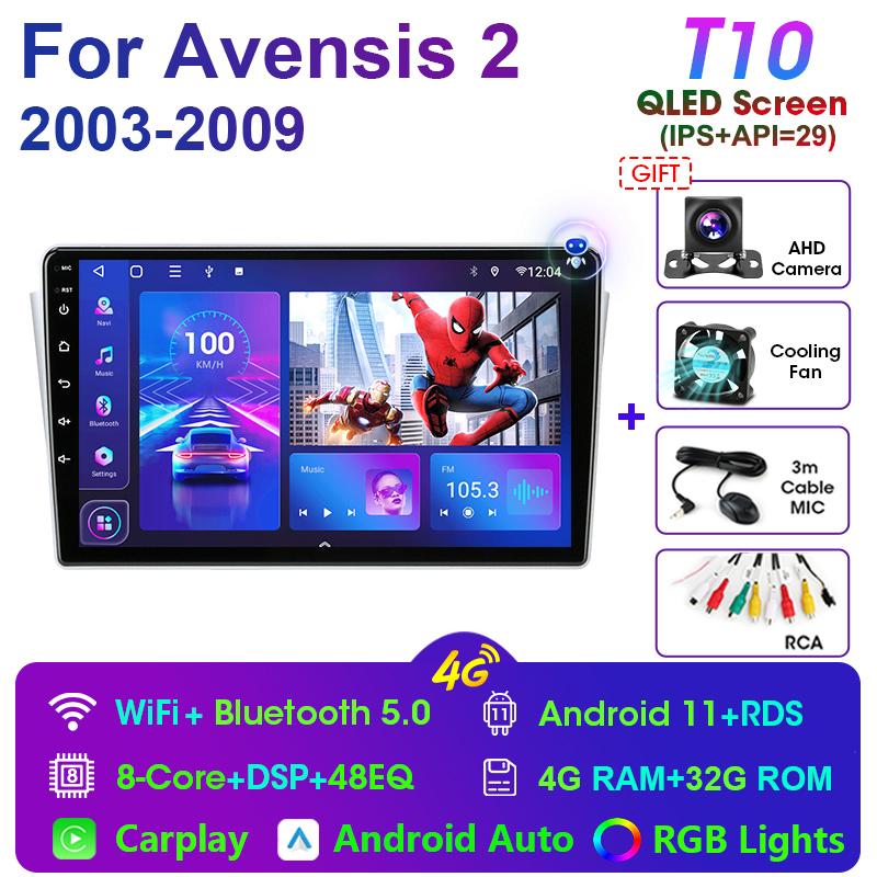 2 Din Android 11 автомобильное радио для Toyota Avensis T250 2 II 2003-2009 Мультимедийный видеоплеер Навигация GPS 4G Carplay Авто Стерео