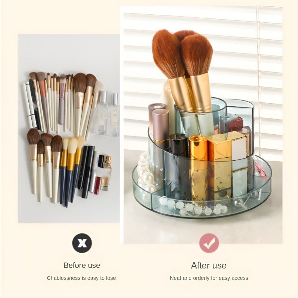 Multi-function Pen Storage Box 360°Rotating Stationery Organizer Makeup Brushes Holder Stand