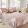 Flower Decorative Princess Lace Bed Skirt 100% Cotton-padded Thicken Bed Skirt Home Non-slip Mattress Cover Protector Bed Cover