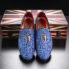 Men Leather Shoes with Mixed Colors Shining Rhinestone Luxurious Party and Wedding Men's Loafers Male Flats